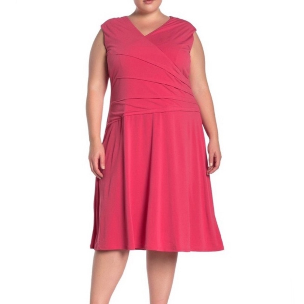 NWT Nordstrom London Times Fuchsia Pintuck Surplice Dress 16W